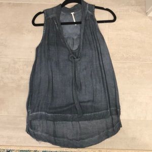 Free People Washed-out Blue Tie Tank